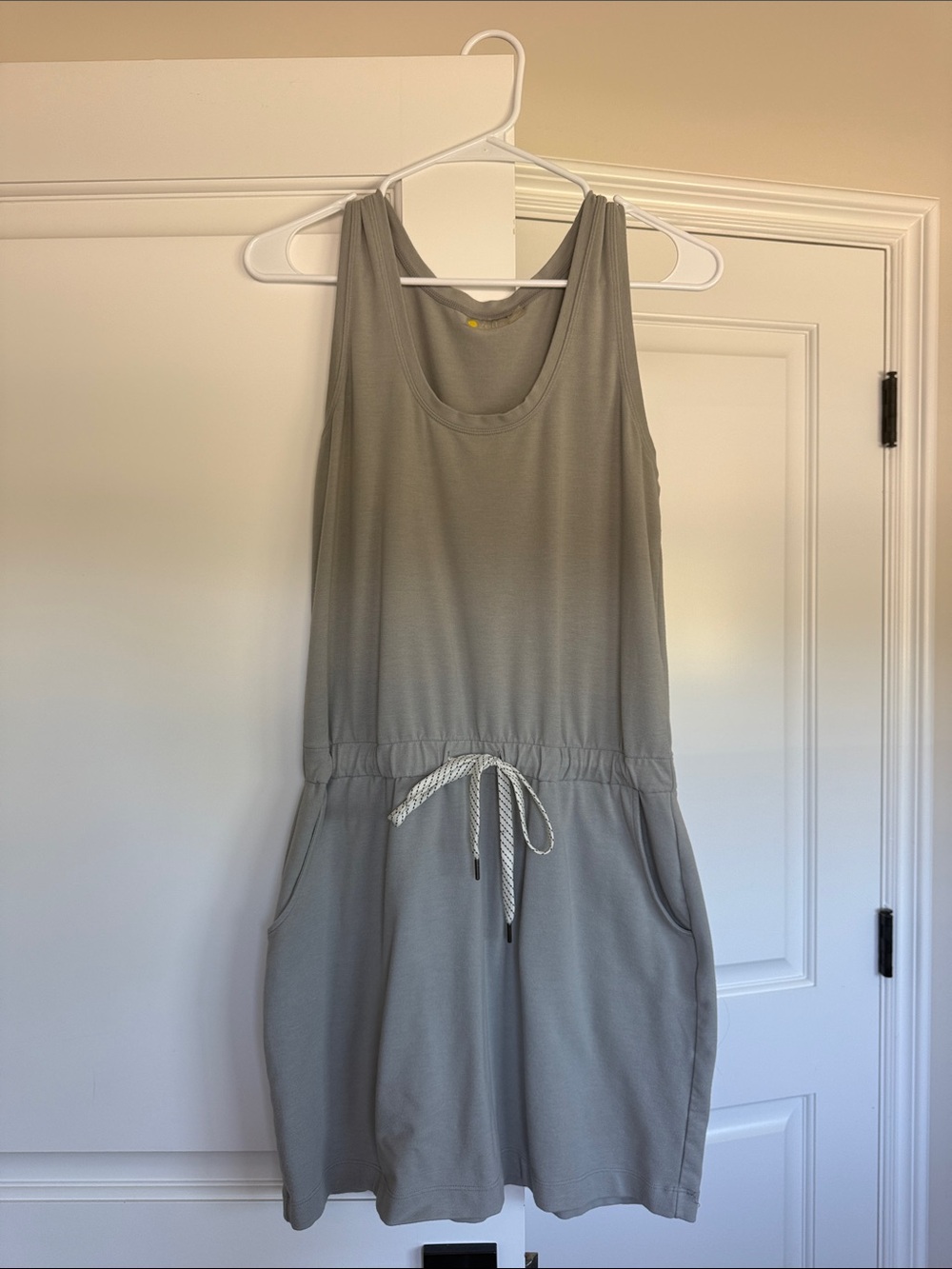 Zella Casual Scoop Neck Drawstring Waist Tank Dress - Light Gray